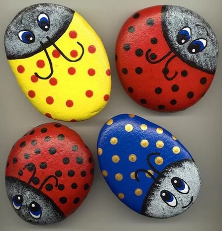 Painted ladybug rocks
